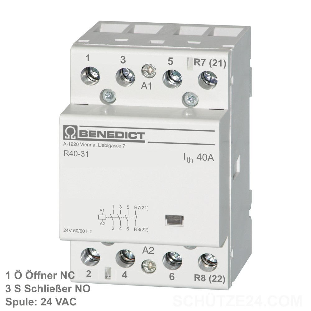 Installationsschütze R40-31 24 Volt Spule 3 Schließer  Öffner